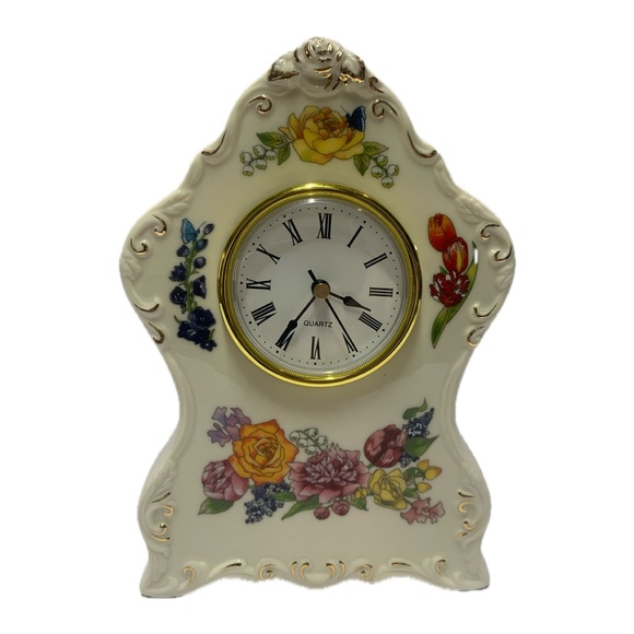 Avon Floral Porcelain Mantel Clock • Vintage Romantic Flowers • Gift Collection - Picture 7 of 10